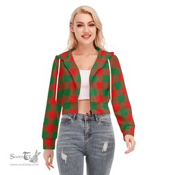 ScotsTee Shop Scottish Moncrieffe Clan Tartan Womens Cropped Zip Up Hoodie