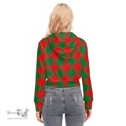 ScotsTee Shop Scottish Moncrieffe Clan Tartan Womens Cropped Zip Up Hoodie