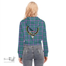 ScotsTee Shop Scottish Pitcairn Hunting Clan Crest Tartan Womens Cropped Zip Up Hoodie