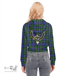 ScotsTee Shop Scottish Robertson Hunting Modern Clan Crest Tartan Womens Cropped Zip Up Hoodie