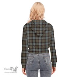 ScotsTee Shop Scottish Stewart Old Weathered Clan Tartan Womens Cropped Zip Up Hoodie