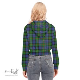 ScotsTee Shop Scottish Paterson Clan Tartan Womens Cropped Zip Up Hoodie
