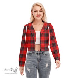 ScotsTee Shop Scottish Wemyss Modern Clan Tartan Womens Cropped Zip Up Hoodie