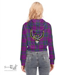 ScotsTee Shop Scottish Wardlaw Modern Clan Crest Tartan Womens Cropped Zip Up Hoodie