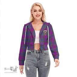 ScotsTee Shop Scottish Wardlaw Modern Clan Crest Tartan Womens Cropped Zip Up Hoodie