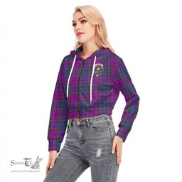 ScotsTee Shop Scottish Wardlaw Modern Clan Crest Tartan Womens Cropped Zip Up Hoodie