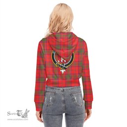 ScotsTee Shop Scottish Ross Modern Clan Crest Tartan Womens Cropped Zip Up Hoodie
