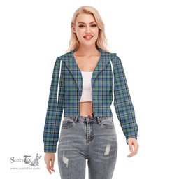 ScotsTee Shop Scottish Weir Ancient Clan Tartan Womens Cropped Zip Up Hoodie