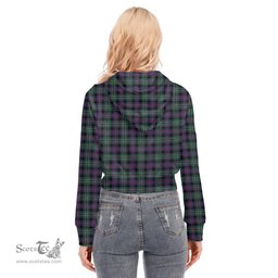 ScotsTee Shop Scottish Rose Hunting Modern Clan Tartan Womens Cropped Zip Up Hoodie