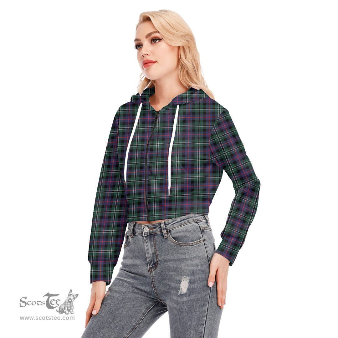 ScotsTee Shop Scottish Rose Hunting Modern Clan Tartan Womens Cropped Zip Up Hoodie