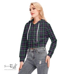 ScotsTee Shop Scottish Rose Hunting Modern Clan Tartan Womens Cropped Zip Up Hoodie