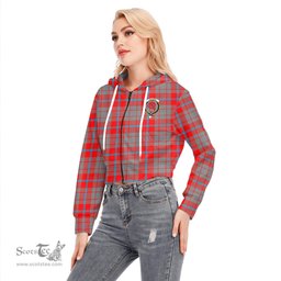 ScotsTee Shop Scottish Moubray Clan Crest Tartan Womens Cropped Zip Up Hoodie