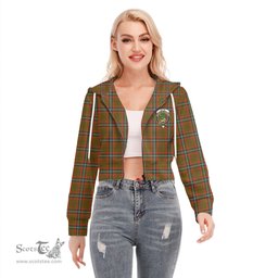 ScotsTee Shop Scottish Seton Hunting Modern Clan Crest Tartan Womens Cropped Zip Up Hoodie