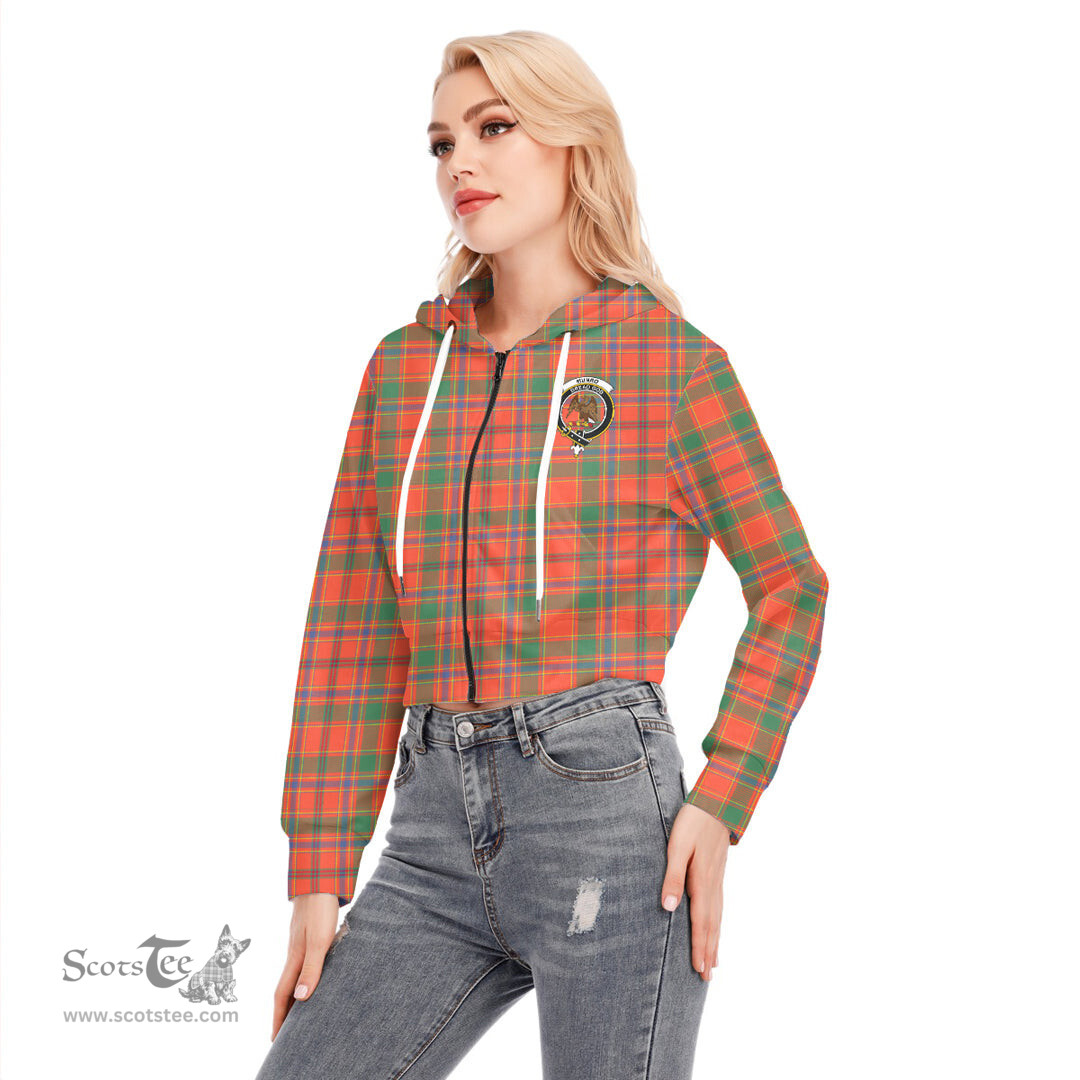 ScotsTee Shop Scottish Munro Ancient Clan Crest Tartan Womens Cropped Zip Up Hoodie