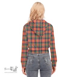 ScotsTee Shop Scottish Stewart Royal Ancient Clan Tartan Womens Cropped Zip Up Hoodie