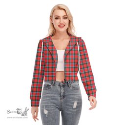 ScotsTee Shop Scottish Sinclair Modern Clan Tartan Womens Cropped Zip Up Hoodie