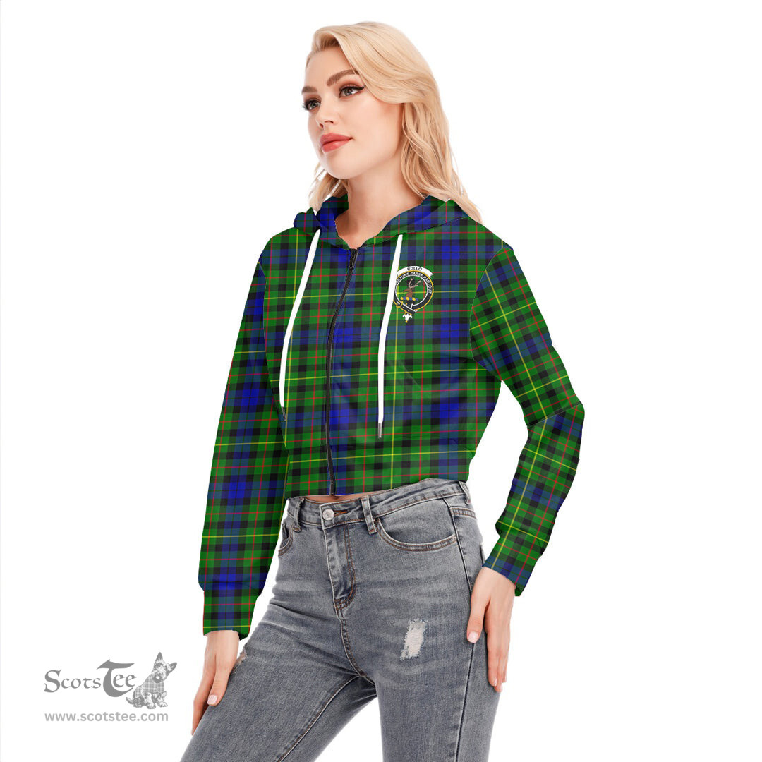 ScotsTee Shop Scottish Rollo Modern Clan Crest Tartan Womens Cropped Zip Up Hoodie