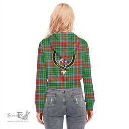 ScotsTee Shop Scottish Muirhead Clan Crest Tartan Womens Cropped Zip Up Hoodie