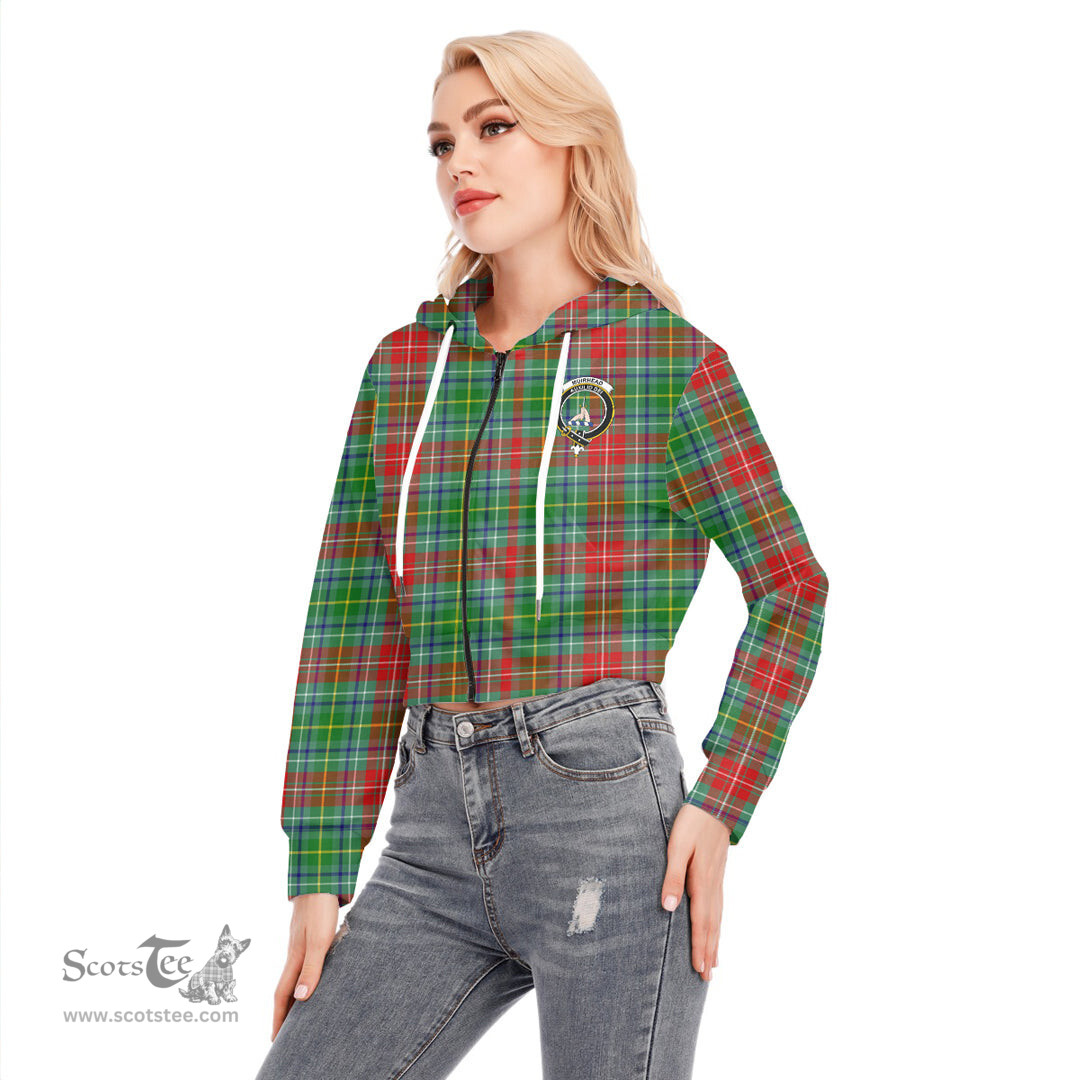 ScotsTee Shop Scottish Muirhead Clan Crest Tartan Womens Cropped Zip Up Hoodie