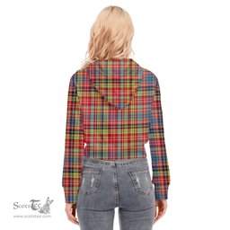 ScotsTee Shop Scottish Ogilvie of Airlie Ancient Clan Tartan Womens Cropped Zip Up Hoodie
