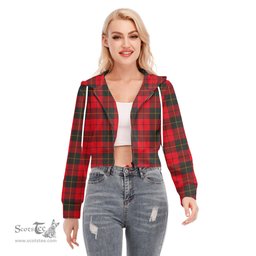 ScotsTee Shop Scottish Wallace Weathered Clan Tartan Womens Cropped Zip Up Hoodie