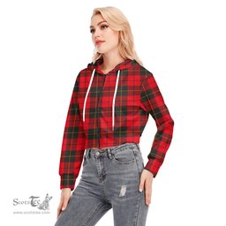 ScotsTee Shop Scottish Wallace Weathered Clan Tartan Womens Cropped Zip Up Hoodie