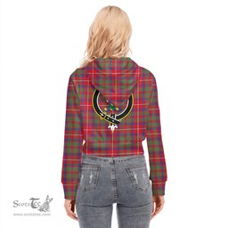 ScotsTee Shop Scottish Shaw Red Modern Clan Crest Tartan Womens Cropped Zip Up Hoodie