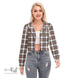 ScotsTee Shop Scottish Stewart Dress Modern Clan Crest Tartan Womens Cropped Zip Up Hoodie