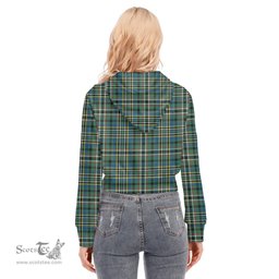 ScotsTee Shop Scottish SCOTT GREEN ANCIENT Clan Tartan Womens Cropped Zip Up Hoodie