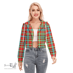 ScotsTee Shop Scottish Ogilvie Clan Tartan Womens Cropped Zip Up Hoodie