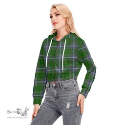 ScotsTee Shop Scottish Pringle Clan Tartan Womens Cropped Zip Up Hoodie