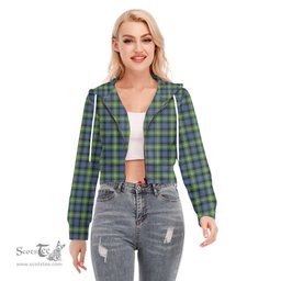 ScotsTee Shop Scottish Watson Ancient Clan Tartan Womens Cropped Zip Up Hoodie