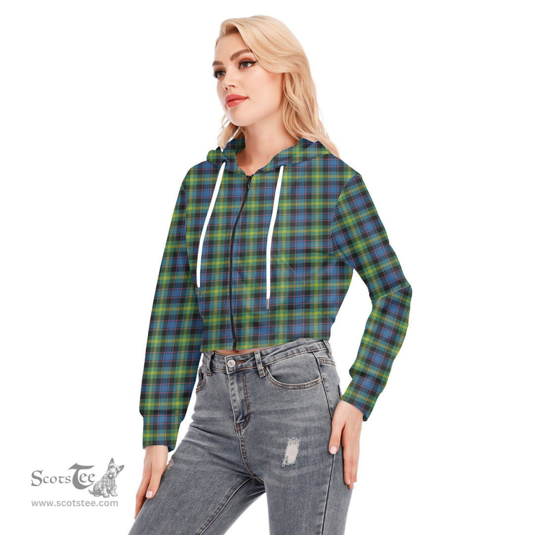 ScotsTee Shop Scottish Watson Ancient Clan Tartan Womens Cropped Zip Up Hoodie