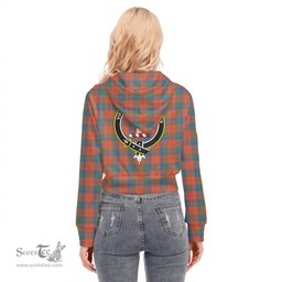 ScotsTee Shop Scottish Robertson Ancient Clan Crest Tartan Womens Cropped Zip Up Hoodie