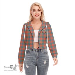 ScotsTee Shop Scottish Robertson Ancient Clan Crest Tartan Womens Cropped Zip Up Hoodie
