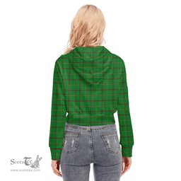 ScotsTee Shop Scottish Tribe of Mar Clan Tartan Womens Cropped Zip Up Hoodie