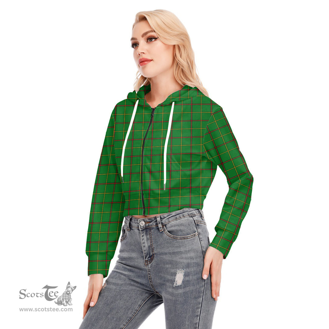 ScotsTee Shop Scottish Tribe of Mar Clan Tartan Womens Cropped Zip Up Hoodie