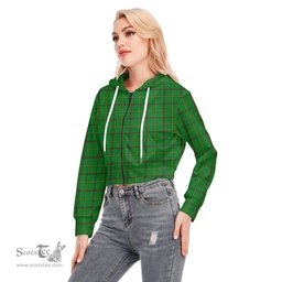 ScotsTee Shop Scottish Tribe of Mar Clan Tartan Womens Cropped Zip Up Hoodie