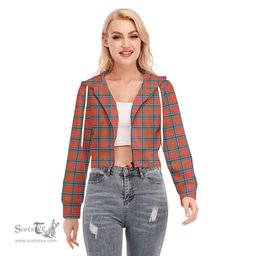 ScotsTee Shop Scottish Sinclair Ancient Clan Tartan Womens Cropped Zip Up Hoodie