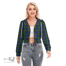 ScotsTee Shop Scottish Smith Modern Clan Tartan Womens Cropped Zip Up Hoodie
