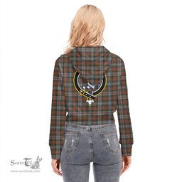 ScotsTee Shop Scottish Murray of Atholl Weathered Clan Crest Tartan Womens Cropped Zip Up Hoodie