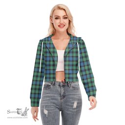 ScotsTee Shop Scottish Mouat Clan Tartan Womens Cropped Zip Up Hoodie