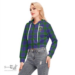 ScotsTee Shop Scottish Strachan Clan Crest Tartan Womens Cropped Zip Up Hoodie