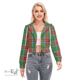 ScotsTee Shop Scottish Muirhead Clan Tartan Womens Cropped Zip Up Hoodie