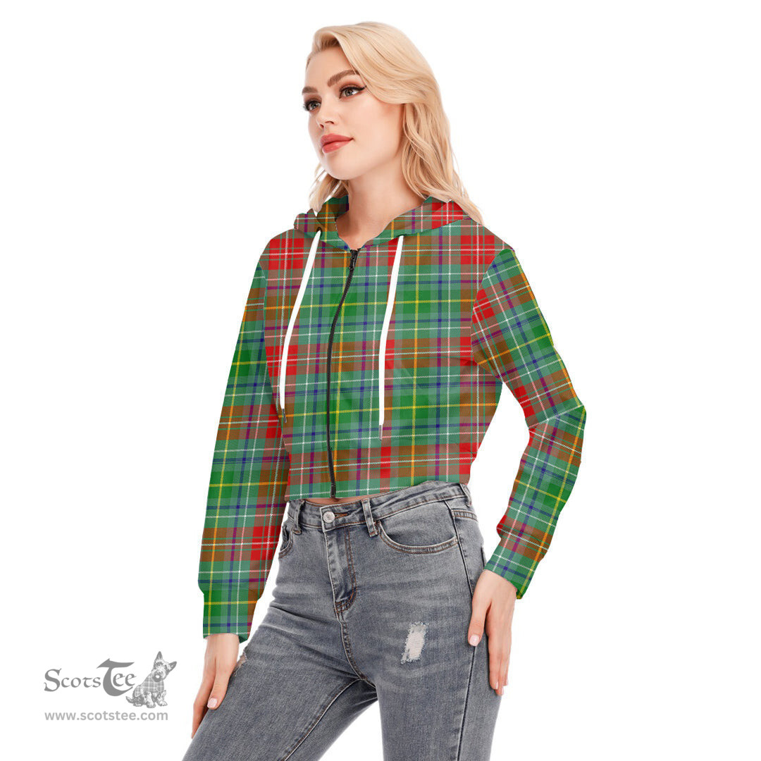 ScotsTee Shop Scottish Muirhead Clan Tartan Womens Cropped Zip Up Hoodie