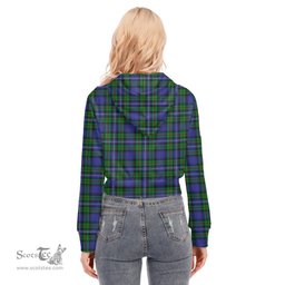 ScotsTee Shop Scottish Robertson Hunting Modern Clan Tartan Womens Cropped Zip Up Hoodie