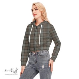 ScotsTee Shop Scottish Outlander Fraser Clan Tartan Womens Cropped Zip Up Hoodie