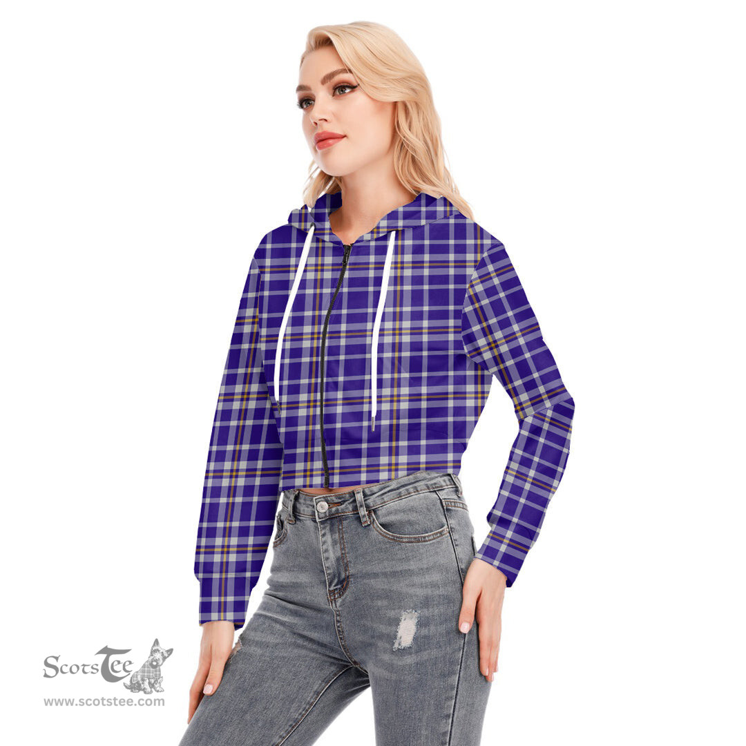 ScotsTee Shop Scottish Ochterlony Clan Tartan Womens Cropped Zip Up Hoodie