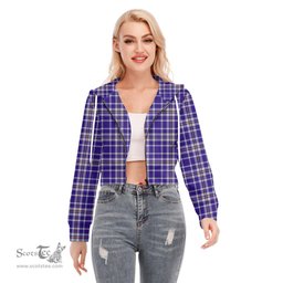 ScotsTee Shop Scottish Ochterlony Clan Tartan Womens Cropped Zip Up Hoodie