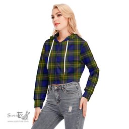 ScotsTee Shop Scottish More Muir Clan Tartan Womens Cropped Zip Up Hoodie